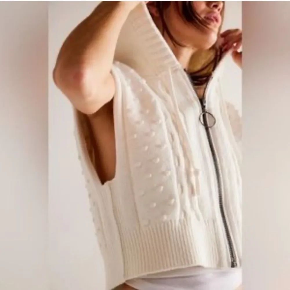 We The Free Women's Cream Hooded Sweater Coastal Vest by Free People